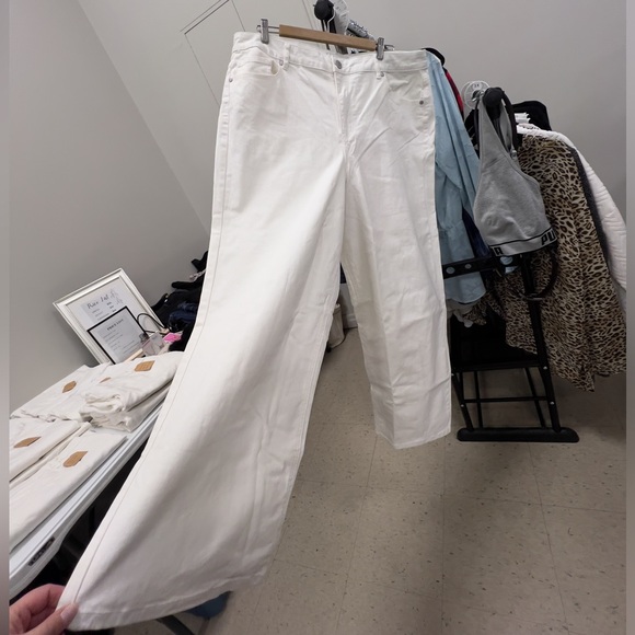 🖤 Eloqui Wide Leg White Denim Pants 16 18 20 22 24 - Picture 2 of 8